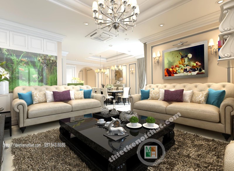Tổng hợp các mẫu sofa tân cổ điển trong thiết kế nội thất phòng khách